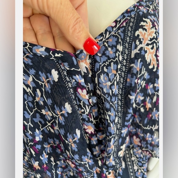 PAIGE Blue Floral Ruffled Summer Blouse - Picture 3 of 10